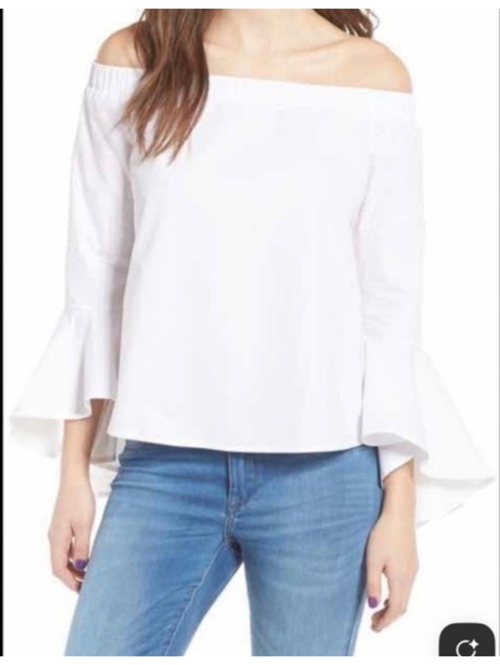 Women's White House White Market Off The Shoulder Poplin Surplice Top size XS